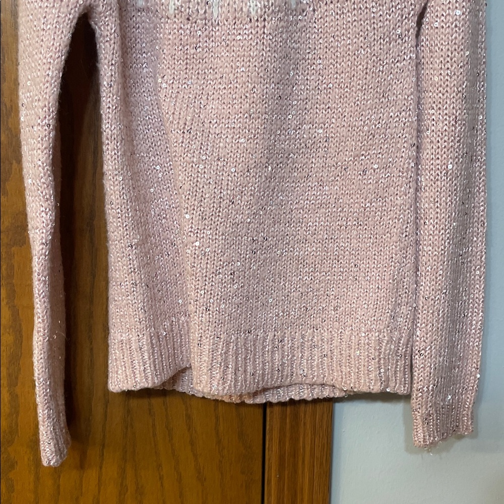 OshKosh B'gosh UGc Girls Size 8 pink Gray Crew Neck Sweater fair isle - Picture 7 of 13